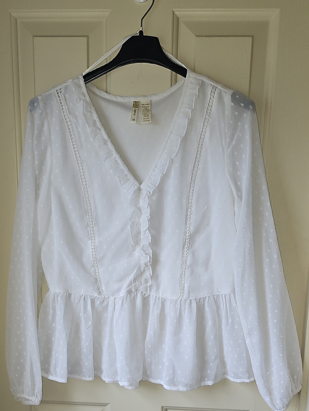 Japna White V-Neck Ruffle Shirts